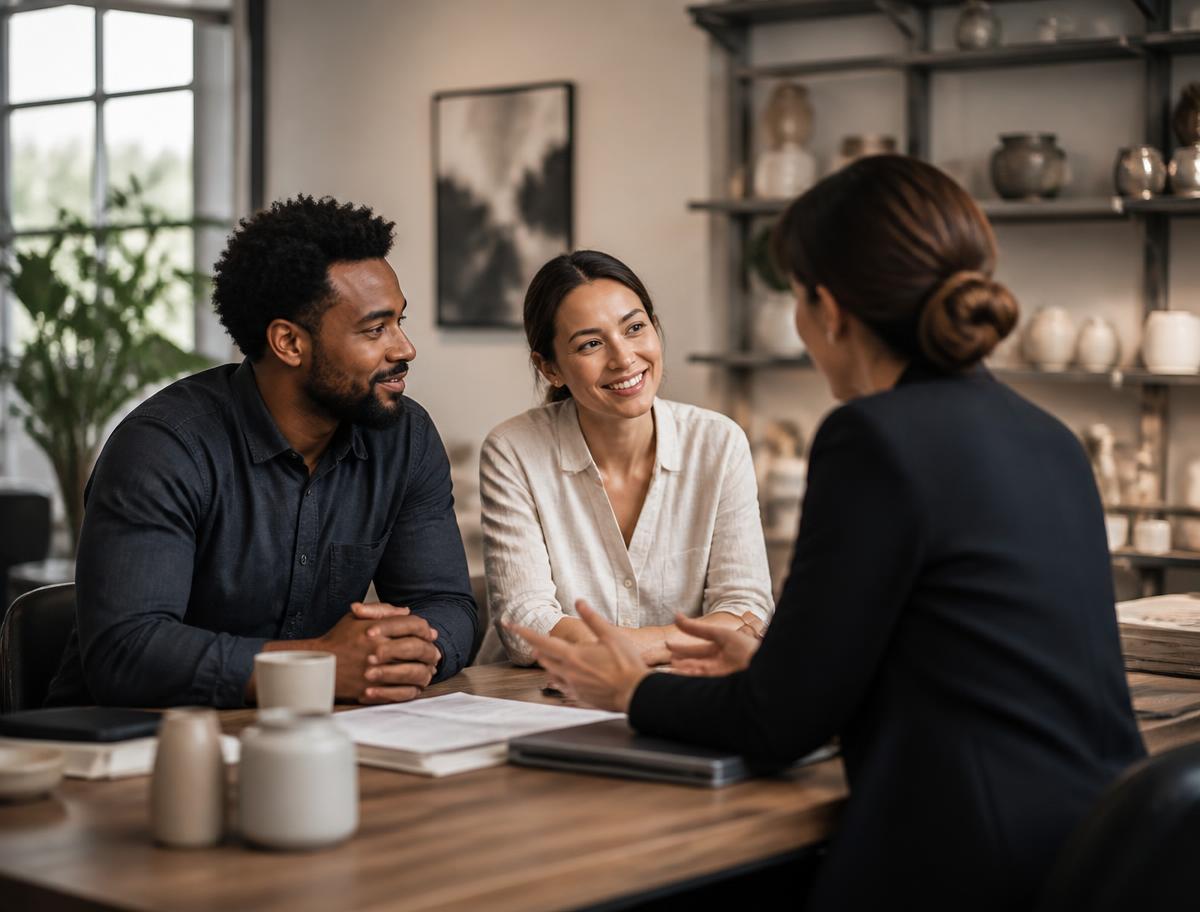 Small business owners meeting with an advisor